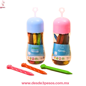  Estuche con 12 Crayones  Cat´s Paw con Forma de Patita de Gato en varios colores 