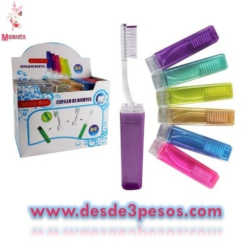 Caja con 24 Cepillo de Dientes para Bolsillo 15 cm en Colores