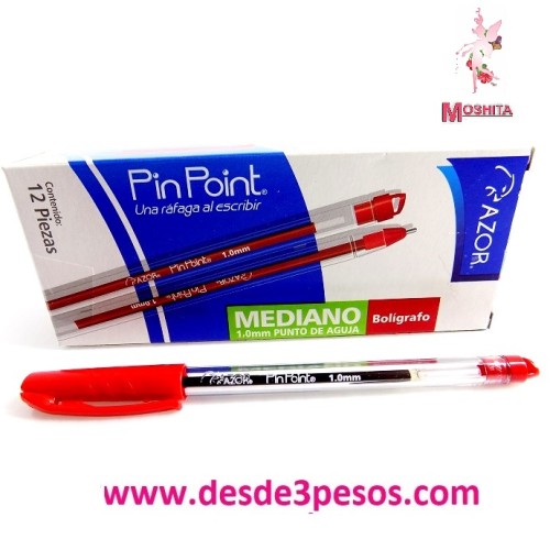 Caja con 12 Boligrafos POINT PUNTO MEDIANO en color ROJO