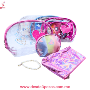 4 en 1 Cosmetiquera, Cartera , Monedero y Pulsera de perlas 25x 18, 21 x 13 y 15 x 13 cm S-1534