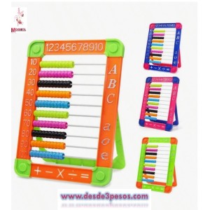 Abaco CHICO de plastico en forma de Piramide en colores Neon 18 x 13 cm