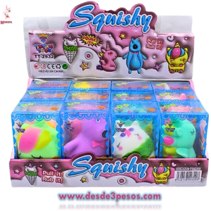 Animal  Squishy  antiestres relleno con masa  5 modelos 9.6 x 5 cm.