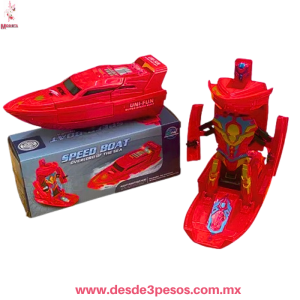 Auto Lancha Transformers Convertible A Robot Luces 3d Sonido ocupa 3 pilas AA no incluidas 24 x 10 cm. 