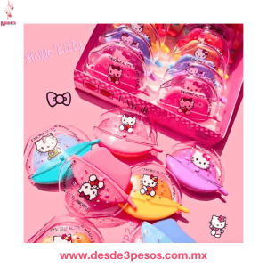 Caja con 12 Labial MÃ¡gico decorado de Hello Kitty FAVOR BEAUTY  5.5 X 7 cm.
