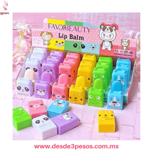 BÃƒÆ’Ã‚Â¡lsamo labial Magico en presentaciÃƒÆ’Ã‚Â³n de Animales Animados Favor Beauty caja con 24 pza. precio por 1 pza. 