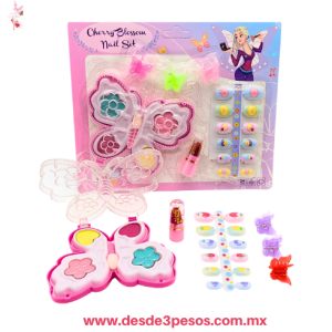 Blister Sombra Mariposa 10 x 9 cm 4 tonos y aplicador Labial 3 mariposas y blister uñas LIN-78-1