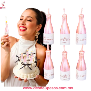 Blíster con 6 Velas de Fiesta Champagne Party Candles. 6 x 1.5 cm. c/u