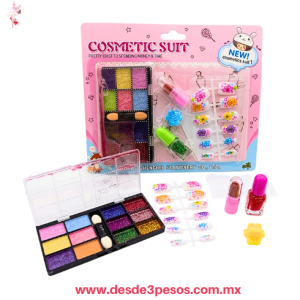 Blister de Sombras 9 Tonos 11 x 6 cm. con aplicador, Labial , Esmalte Pinza y Uñas postizas LIN-78