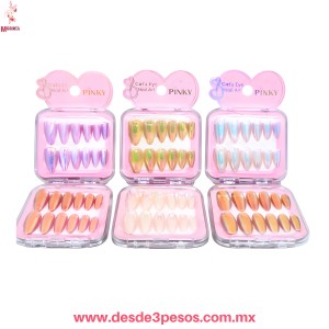 Blíster de plástico transparente con 10 Uñas Postizas Decoradas varios modelos y tamaños MC25-SN012