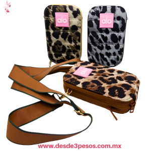 Bolsa Animal Print Crossbody ,2 Diviciones con Correa Ancha 19 x 12 cm 3 tonos H-1041