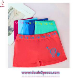 Bolsa con 12 pza. Bóxer Infantil Niña Microfibra talla 4 a la 10 aprox. En colores surtidos Costo Unit.$13