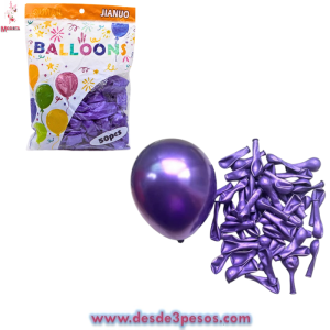Bolsa con 50 globos en color MORADO #8