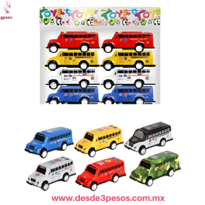 Bolsa con 6 Autobus de Traccion 7 x 3 cm en colores X-480-44 Bolsa con 6 Autobus de Traccion 7 x 3 cm en colores X-480-44