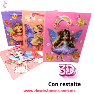 Bolsa de Regalo CHICA en 3D hecha de Carton Duro modelos como Foto24 X 19 cm C-2-1