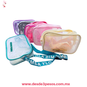 Bolso Rectangular Transparente Con Correa Ancha en colores 21 x 15 cm N-574