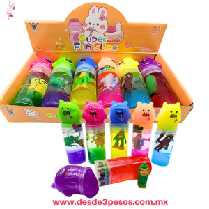 Bote de Slime y tapa en forma de mounstro con glitter y muÃ±ecos de goma Ballerina Capuchina Y Tralalero 