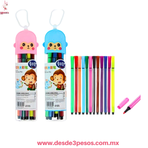 Botesito con 12 plumines en varios colores