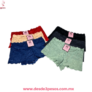 Boxer Cachetero de Encaje tallas mediana grande y extra en colores D2108