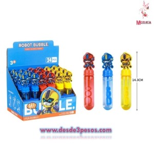 Burbuja de Agua en tubo con figura en Tapa en forma de ROBOT 14cm