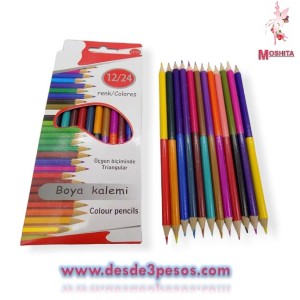 Caja con 12 Bicolores 12/24 Boya Kalemi 19cm. De largo