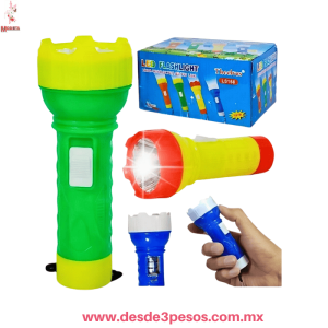 Caja con 24 Lamparas de mano con Luz Led 10 x 3.5 cm,colores duo pilas incluidas