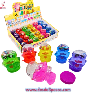 Caja con 24 slime con figura en forma de Patito caja con 24pza. 8 x 5cm.