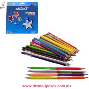 Caja con 28 COLORES Escolares AltosT 1 bicolor metalico 3 bicolor neon punta gruesa 19 cm. De largo 634-28