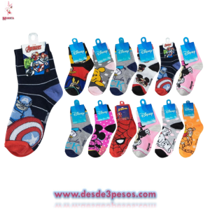 Calcetin Disney Bebe, en Varias Figuras nene y nena 14cm. talla 0 a 2