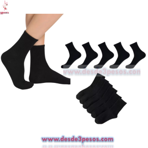 Calcetin Negro Caballero Unitalla liso media pantorrilla 