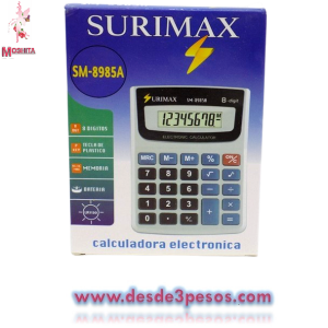 Calculadora SM-8985-A 8 digitos tecla de plastico 12 x 9cm. 