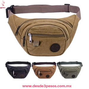 Cangurera Deportiva Unisex 4 Divisiones con Cierre material tipo Lona en colores 23 x 17 cm. 