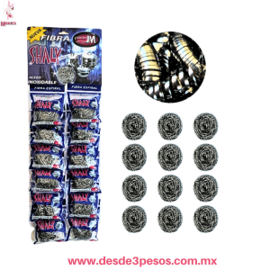 Carton con 12 PZA Fibra Metalica en Forma de Espiral de Acero Inoxidable.