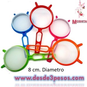Colador de plÃƒÂ¡stico Terrores # 8, en colores , 22cm. Largo, Rojo, Rosa, Verde, Azul, Naranja