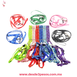 Correa para mascotas y pechera, para mascotas pequeÃ±as de Nylon con arnÃ©s ajustable 1.5mts. 