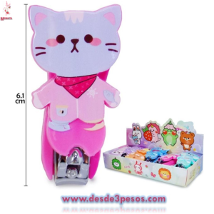 Caja con 12 CortaÃºÃ±as Infantil en figuras de animal 6cm en colores 