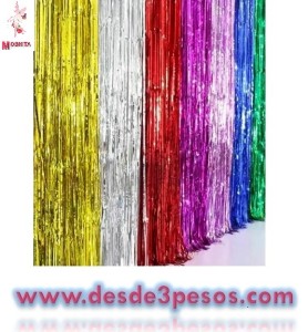 Cortinas Para Fiestas Metalicas de Flecos en Varios Colores 2 Metros de Largo x 1 Metro de Ancho 