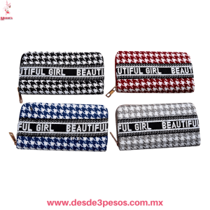 Cosmetiquera Lapicera a Cuadros con Cierre y forro por dentro diferentes Tonos 24 x 17 cm S-1154