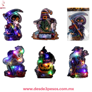 Decoracion para colgar de Halloween unicel Diamantadas con luz multicolor 23 x 22 aprox. Pilas incluidas 