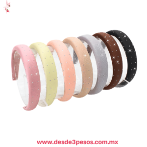 Diadema de peluche en colores con Adorno de Cristales Brillantes 17 x 14 cm MC26-A63