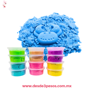 Estuche con 12 Botes Arena Magica Moldeable con Molde de Figura 7 x 4 cm. H-1000