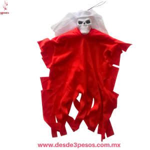 Fantasma Colgante Rojo Decoración Halloween 40 x 21cm.