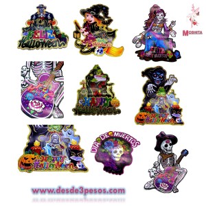 Figuras de Carton MEDIANAS Halloween en  2da dimension  Diamantado en varios  modelos del dia de muertos 40  x 28 cm 