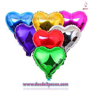 Globo Metalico en forma de Corazon en colores 45 X 43 cm