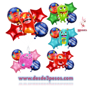 Juego de 5 Globos Monstruos preserntaciones como foto varean los modelos monstruo