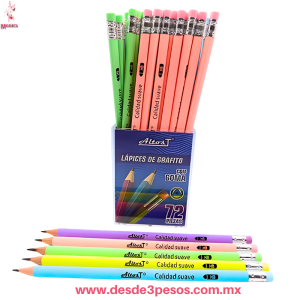 LAPICES DE GRAFITO AltosT con goma calidad suave caja con 72 piezas precio por 1 pieza 19.50 cm. AL637