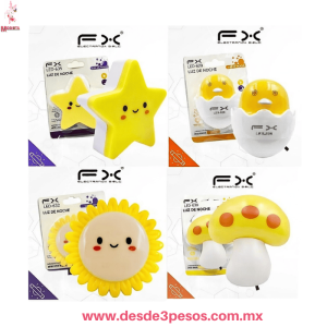 Lampara de Noche con Luz Led varias figuras acabado de plastico 8 x 9 cm aprox. 