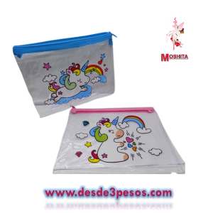 Lapicera de Hule con diferentes dibujos  para niña 22 x 16cm