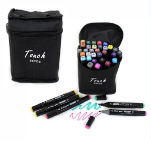 Maletin con  36 Plumones Doble Punta 15 cm de largo 