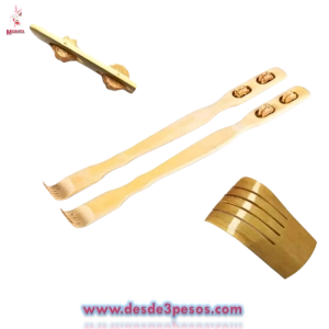 Manita Rascadora de Bambu con 2 Rodillos para Masaje 46 x 3.5 cm. 