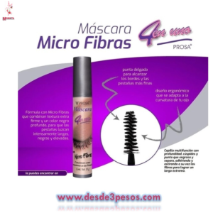 Mascara de Pestañas PROSA 4 en uno Microfibra contra Agua 13g.Tapa gris claro 